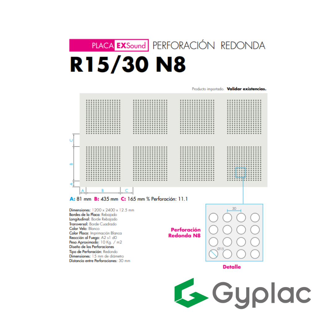 Placa Gyplac Exsound R15/30 N8 - Construmart - Perú